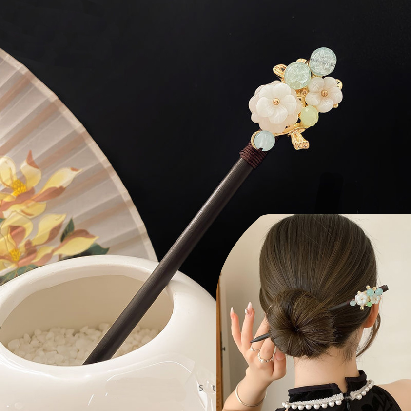 Hanbok Hair Pin - Chinese Hair Stick Step Shake Wooden