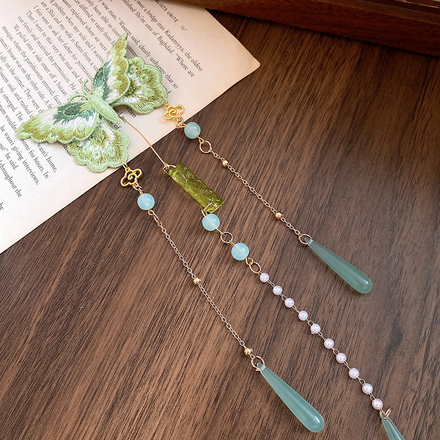 Green Embroidered Butterfly Ha - đánh giá và giá Hanbok Hair Pin