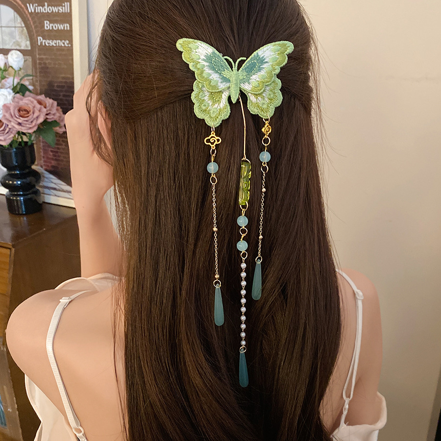 Green Embroidered Butterfly Ha - đánh giá và giá Hanbok Hair Pin