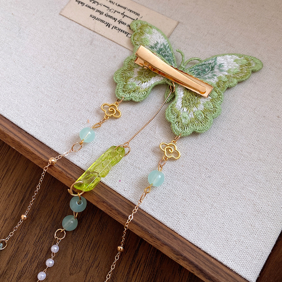 Green Embroidered Butterfly Ha - đánh giá và giá Hanbok Hair Pin