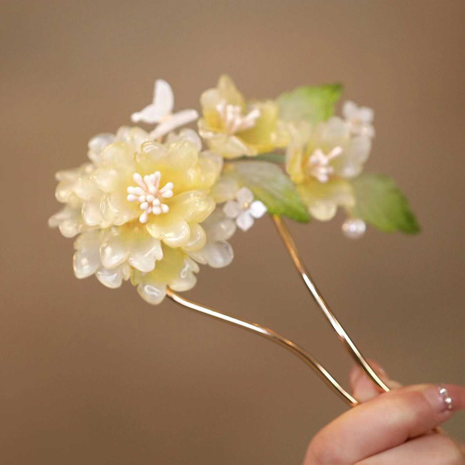 Flower U-shaped Hairpin Chines - đánh giá và giá Hanbok Hair Pin