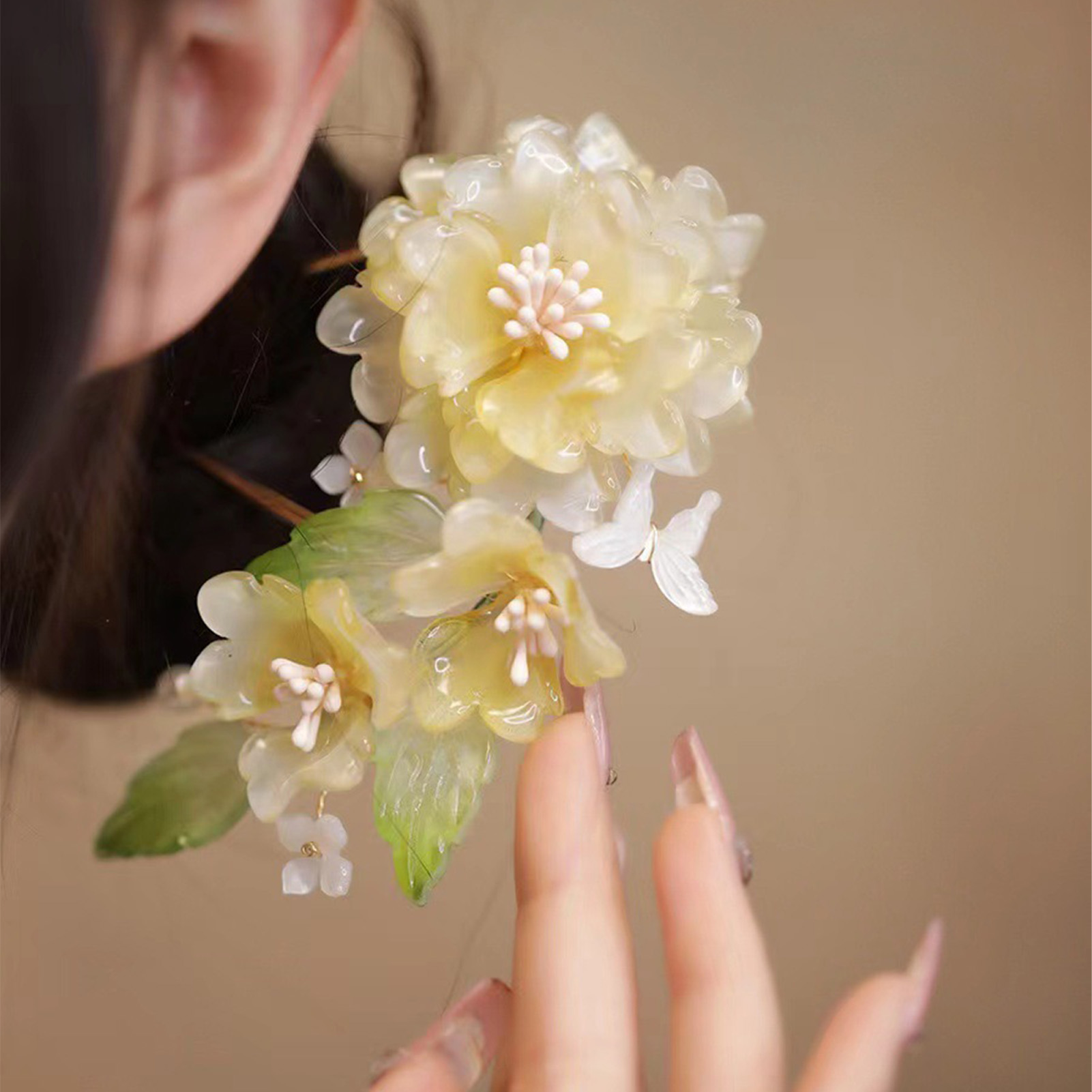 Flower U-shaped Hairpin Chines - đánh giá và giá Hanbok Hair Pin