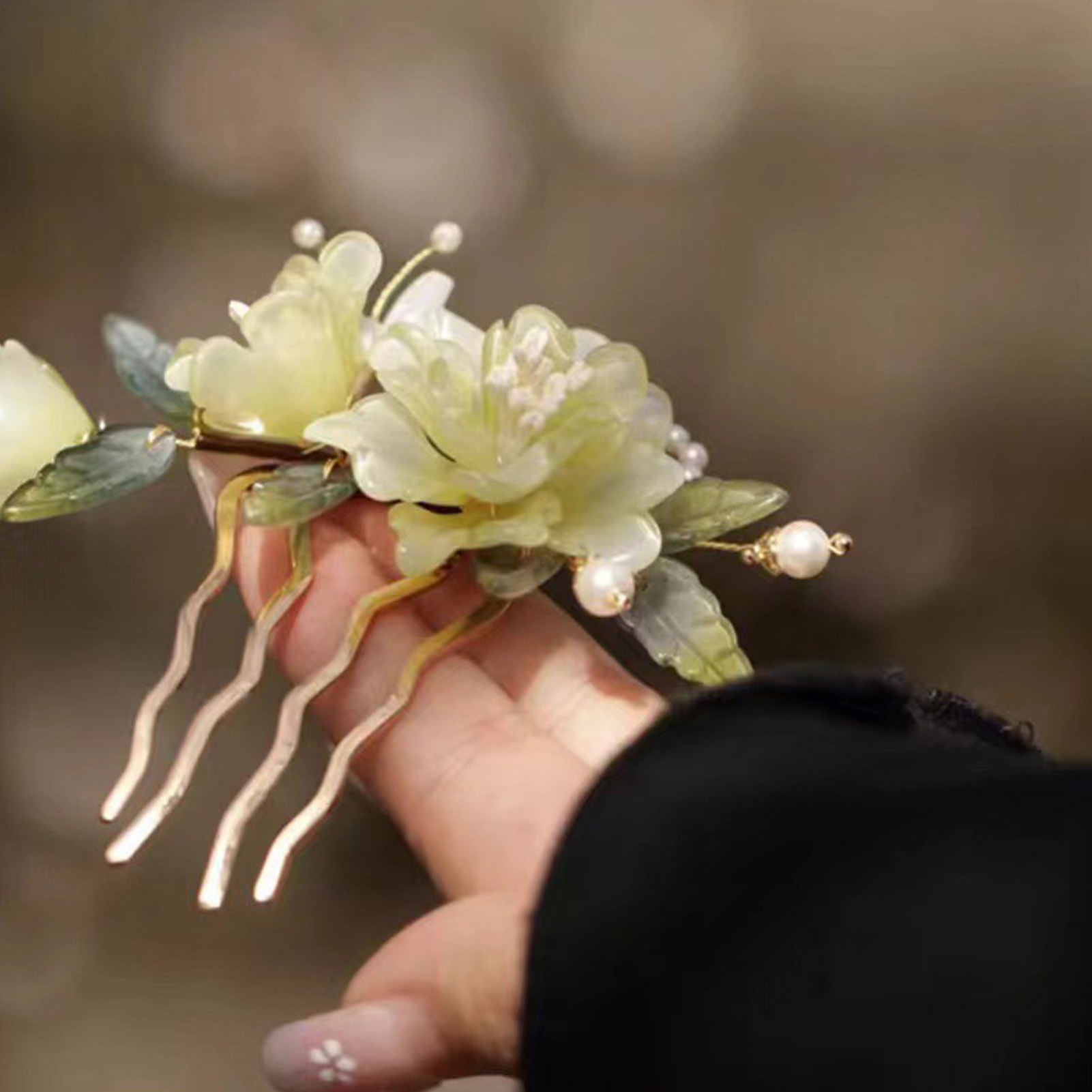Flower U-shaped Hairpin Chines - đánh giá và giá Hanbok Hair Pin